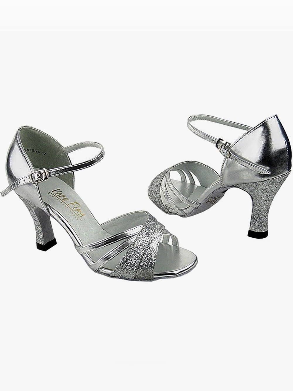 Very Fine Dance Shoes Silver Stardust & Silver Leather, 3" | 6.5 | original box